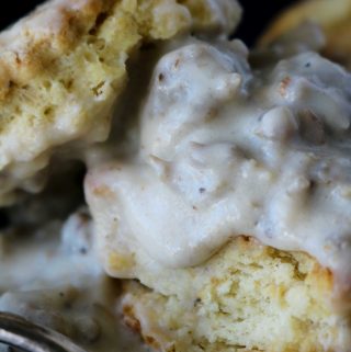 homemade biscuits and country gravy