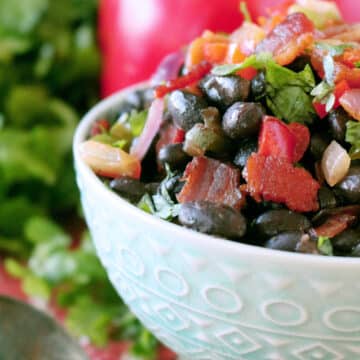 Black Beans with bacon, onions, and peppers