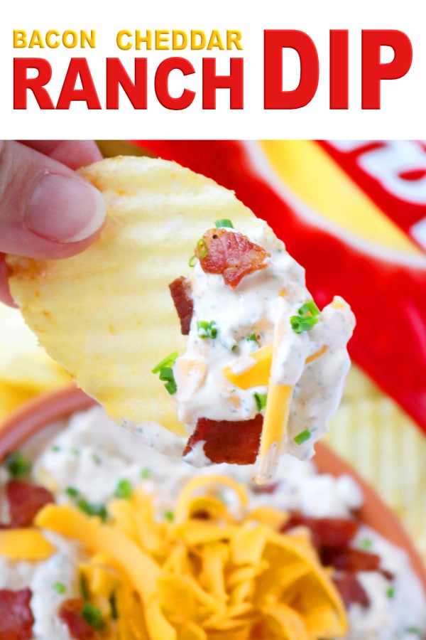 Pinterest image of Bacon Cheddar Ranch Dip