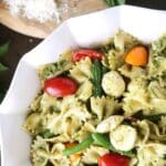Pesto Pasta Salad with Green Beans and Tomatoes