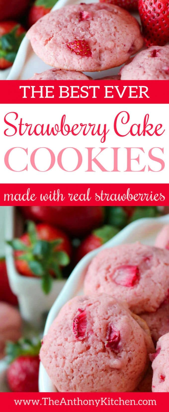 strawberry cake cookies with real strawberries