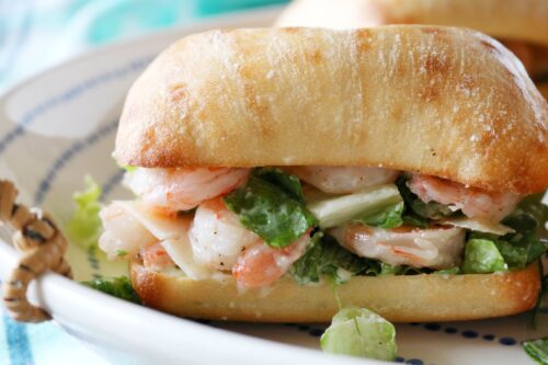 Easy Dinner Sandwich Recipe with Shrimp and Caesar Dressing