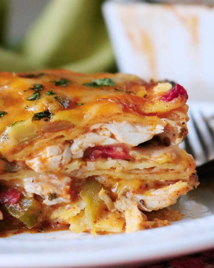 King Ranch Casserole | Stacked Chicken Enchiladas