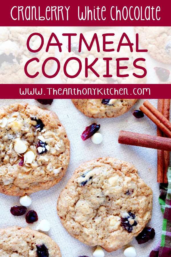 PInterest image of oatmeal cranberry cookies