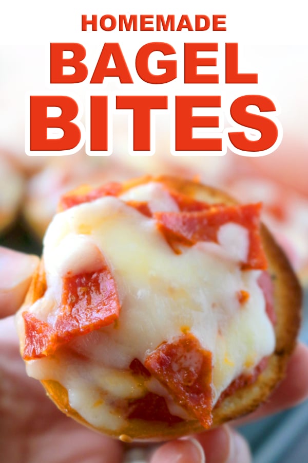 PInterest Image of Pizza Bagles | Homemade Bagel Bites