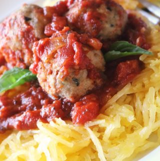 Ricotta Turkey Meatballs over Spaghetti Squash