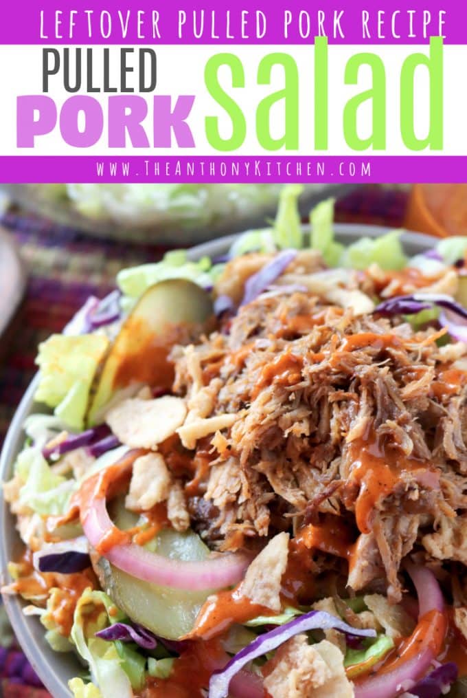 Pinterest image of pulled pork salad