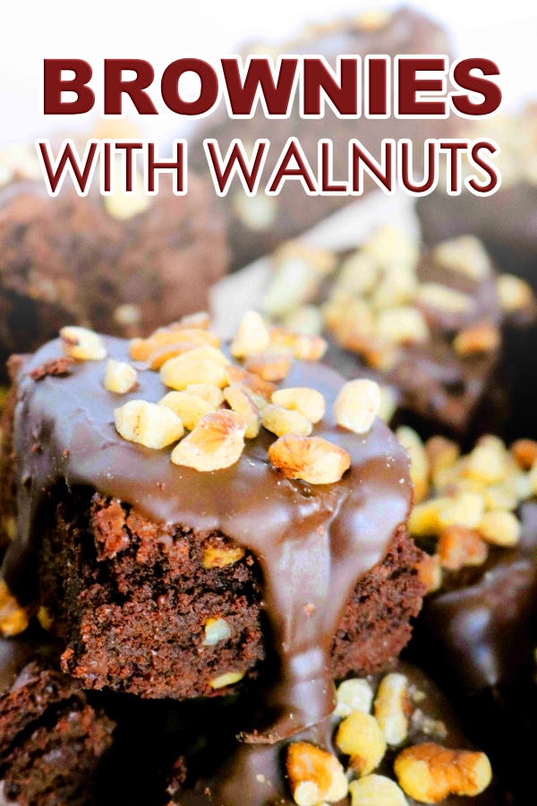 Pinterest Image of Brownies with Walnuts