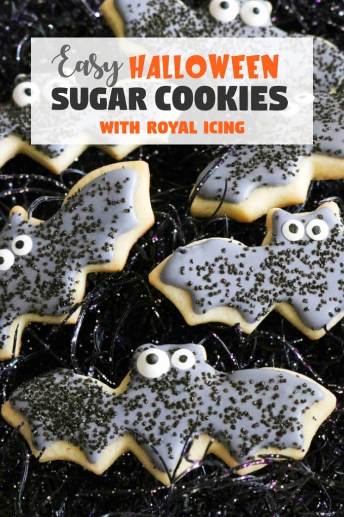 PInterest image of Halloween Sugar Cookies with Royal Icing