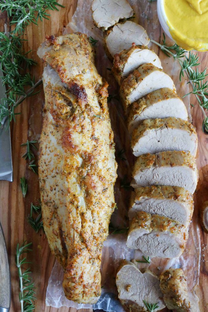 Best Pork Tenderloin Recipe made with an easy brine and a mustard rub
