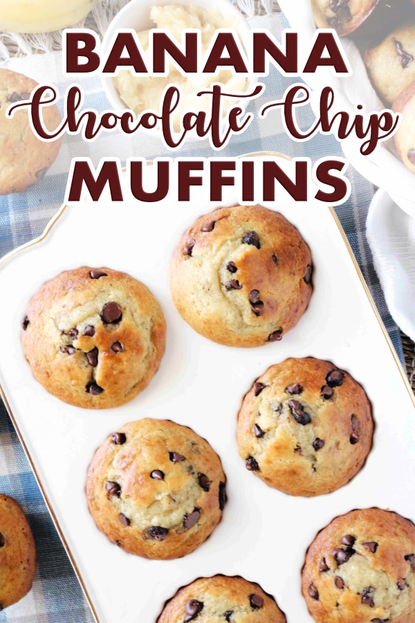 Pinterest image for Banana and Chocolate Chip Muffins