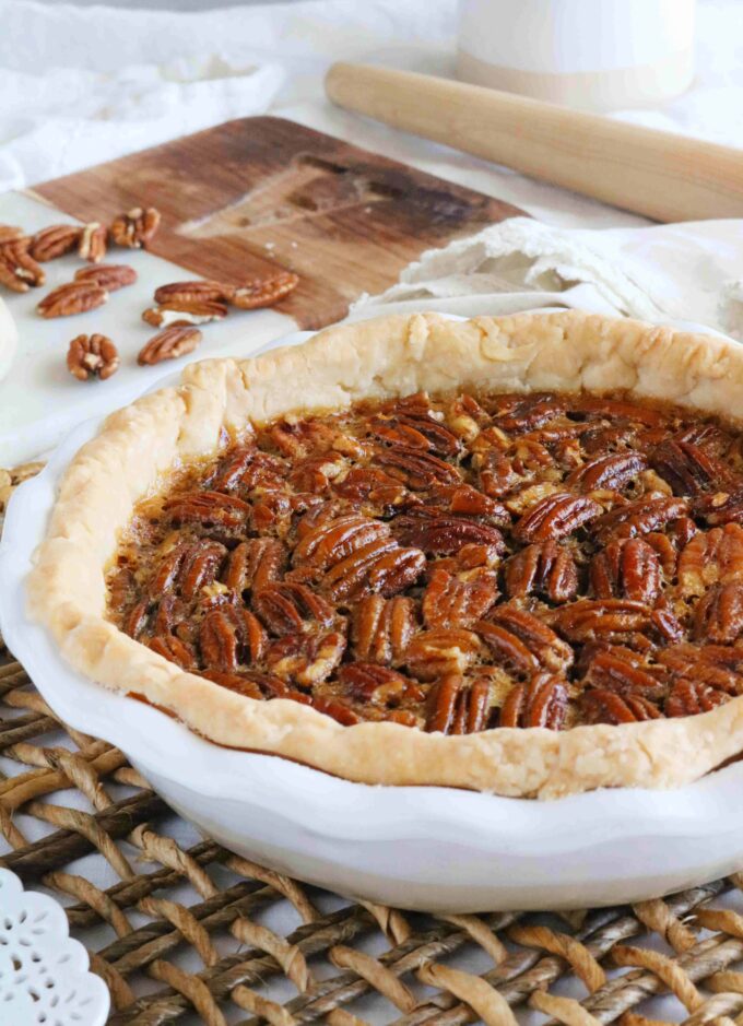 Easy Pecan Pie -- an example of a custard pie that only needs to be partially baked.