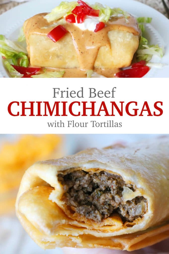 Fried Beef Chimichangas with Flour Tortillas 