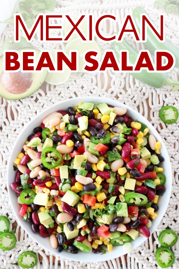 PInterest Image for Three Bean Mexican Bean Salad