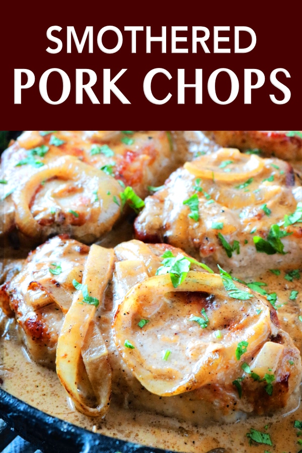 Pinterest Image for Smothered Pork Chops with Gravy