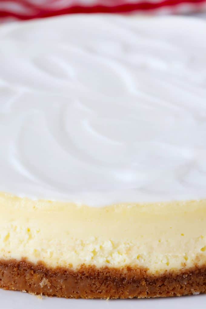 A close up shot of sour cream topping topping for cheesecake.
