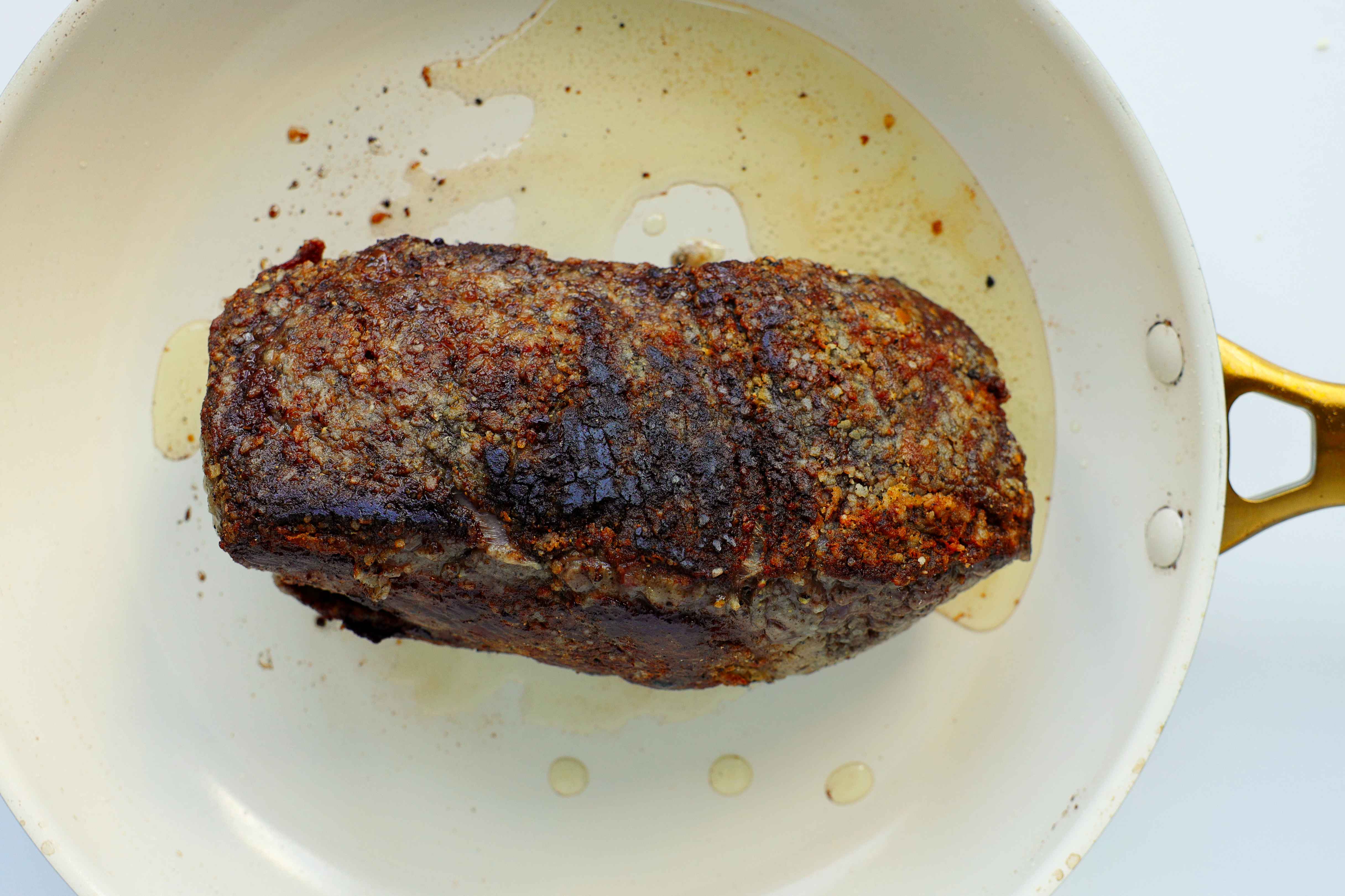 Searing rump roast in a Dutch oven