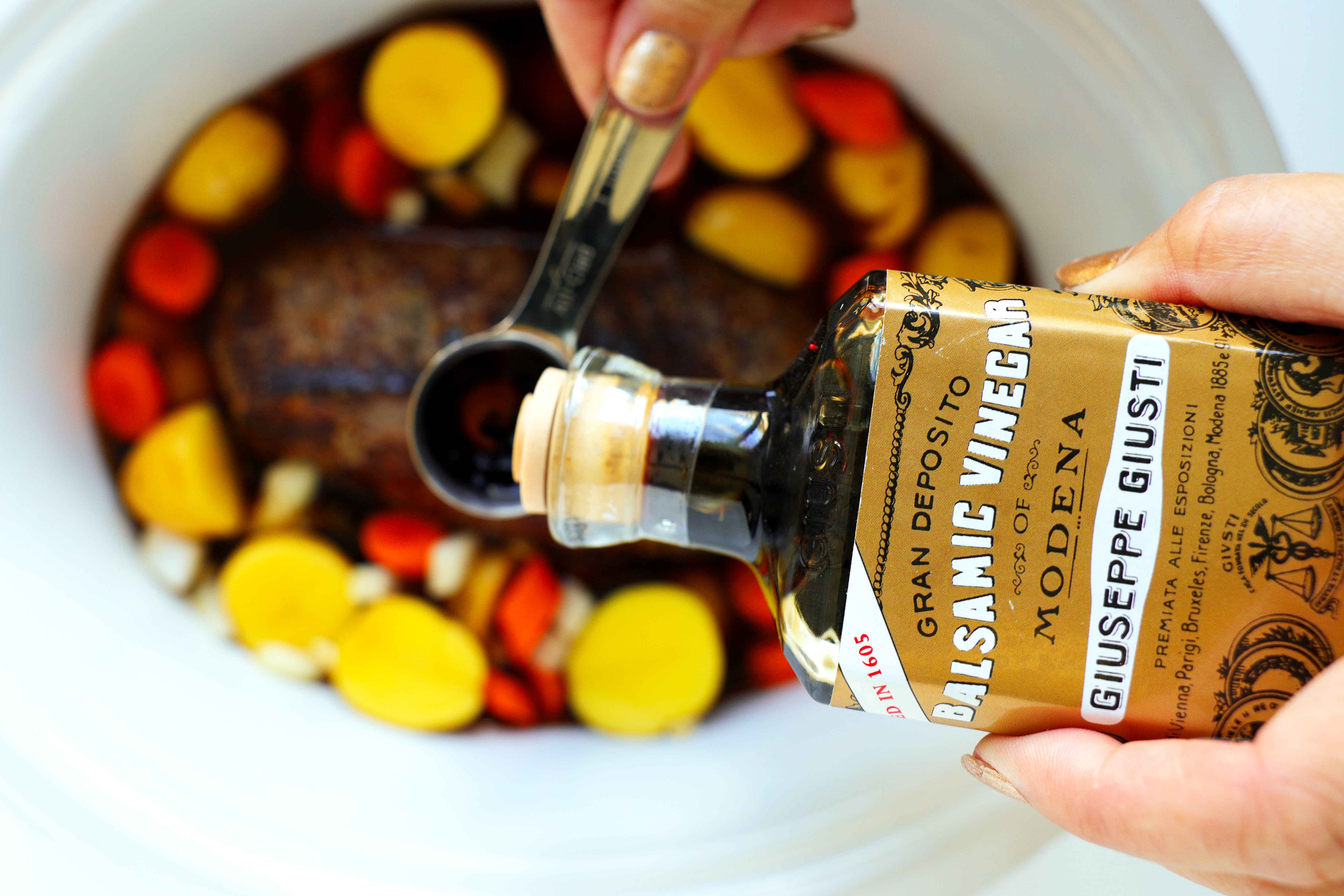Adding balsamic vinegar to rump roast in a Crock-Pot