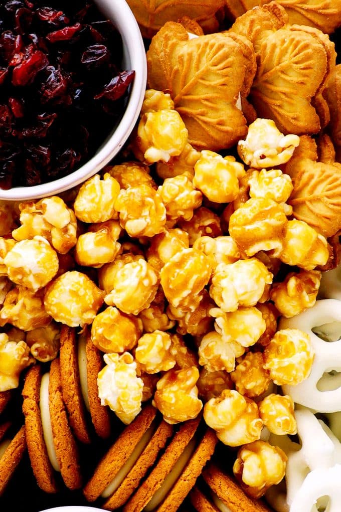 A close-up shot of caramel popcorn.