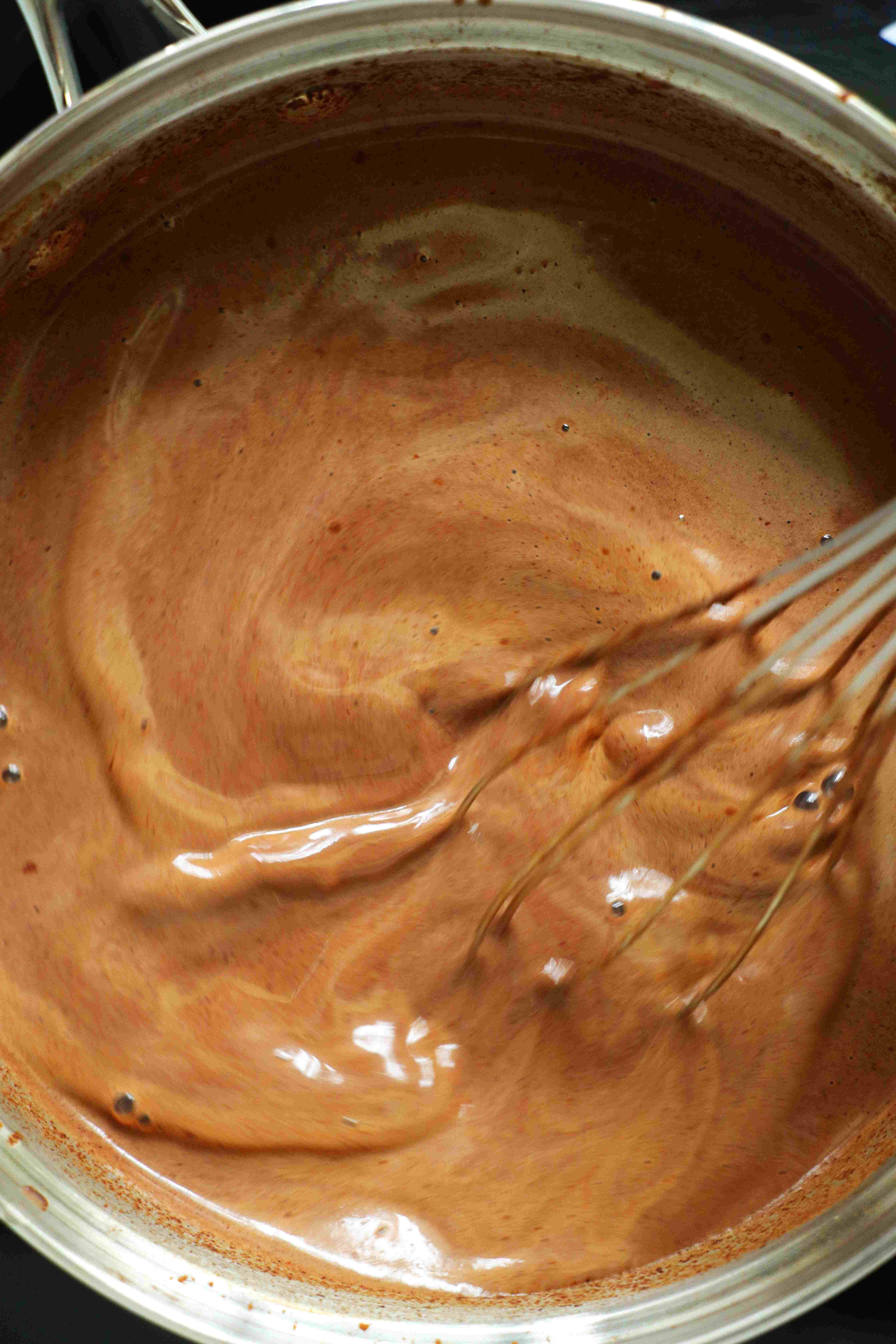 Ingredients for Mexican Hot Chocolate being whisked together