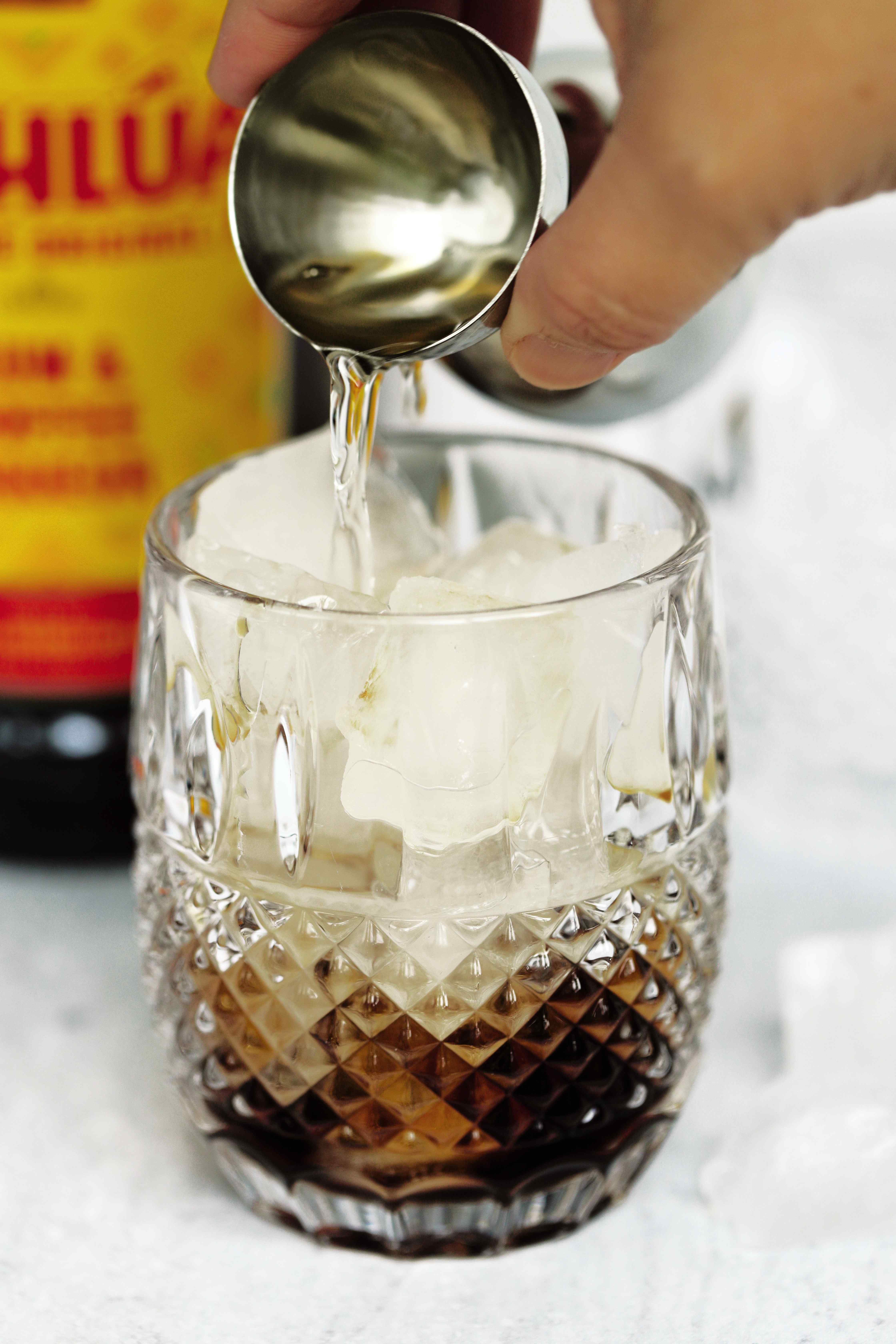 White Russian cocktail being prepared