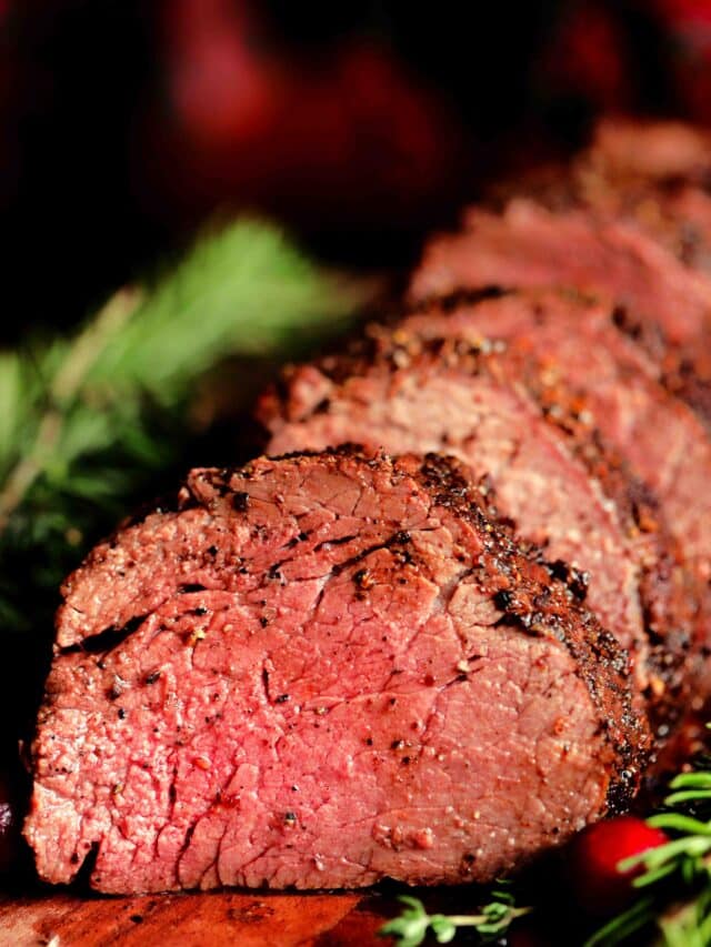 Sliced beef tenderloin