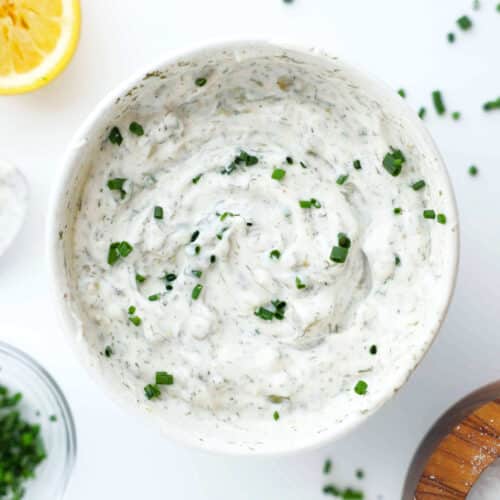 Homemade tartar sauce with chives