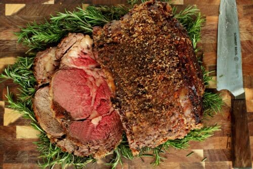 Overhead shot of boneless prime rib roast