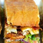 Closeup of ciabatta sandwich