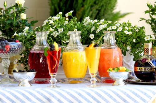 Closeup of juices for mimosa bar