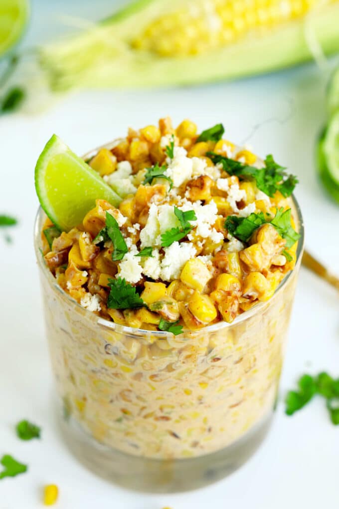 Overhead shot of Elote in a Cup