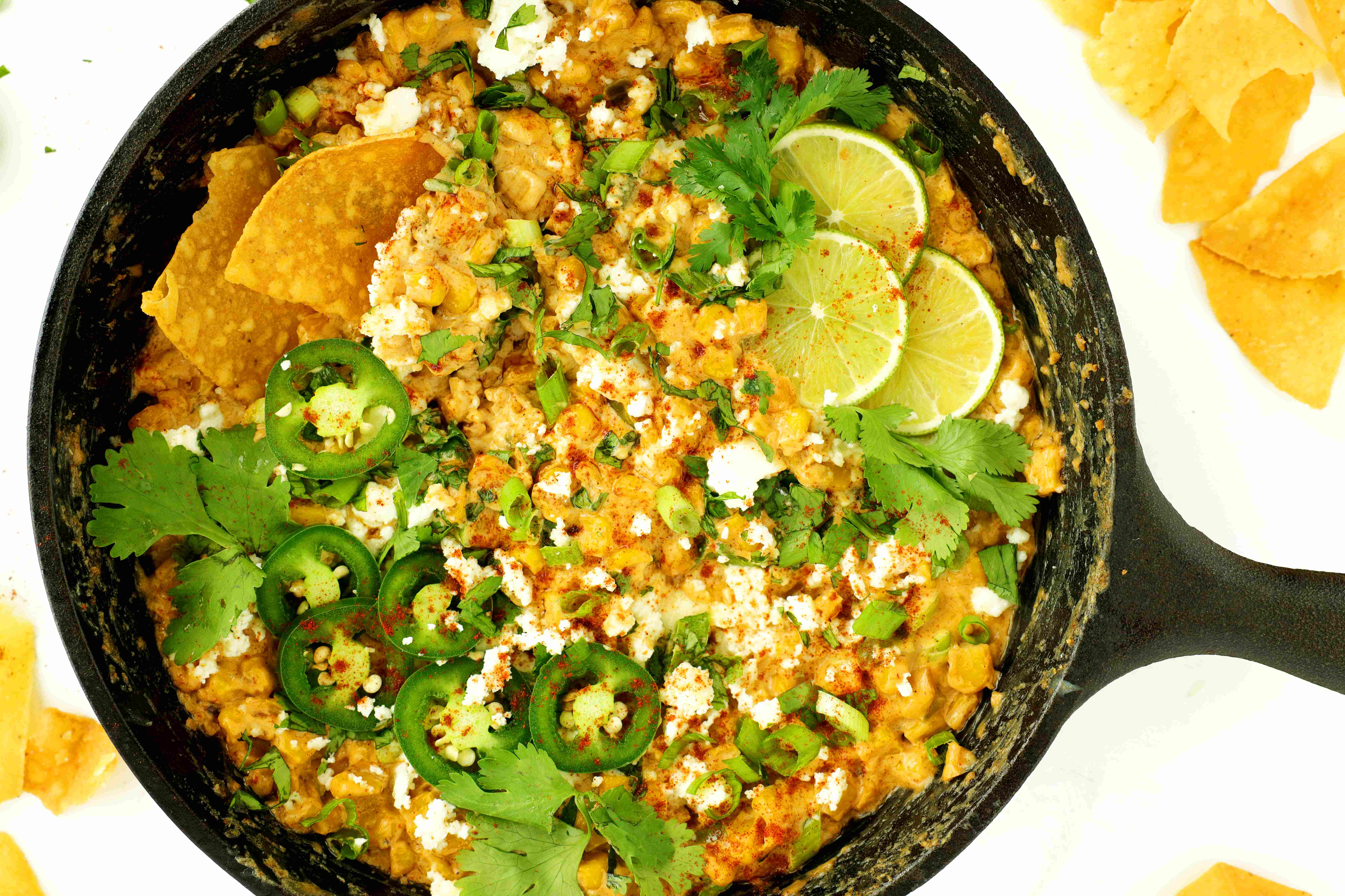 Elote Dip recipe with toppings