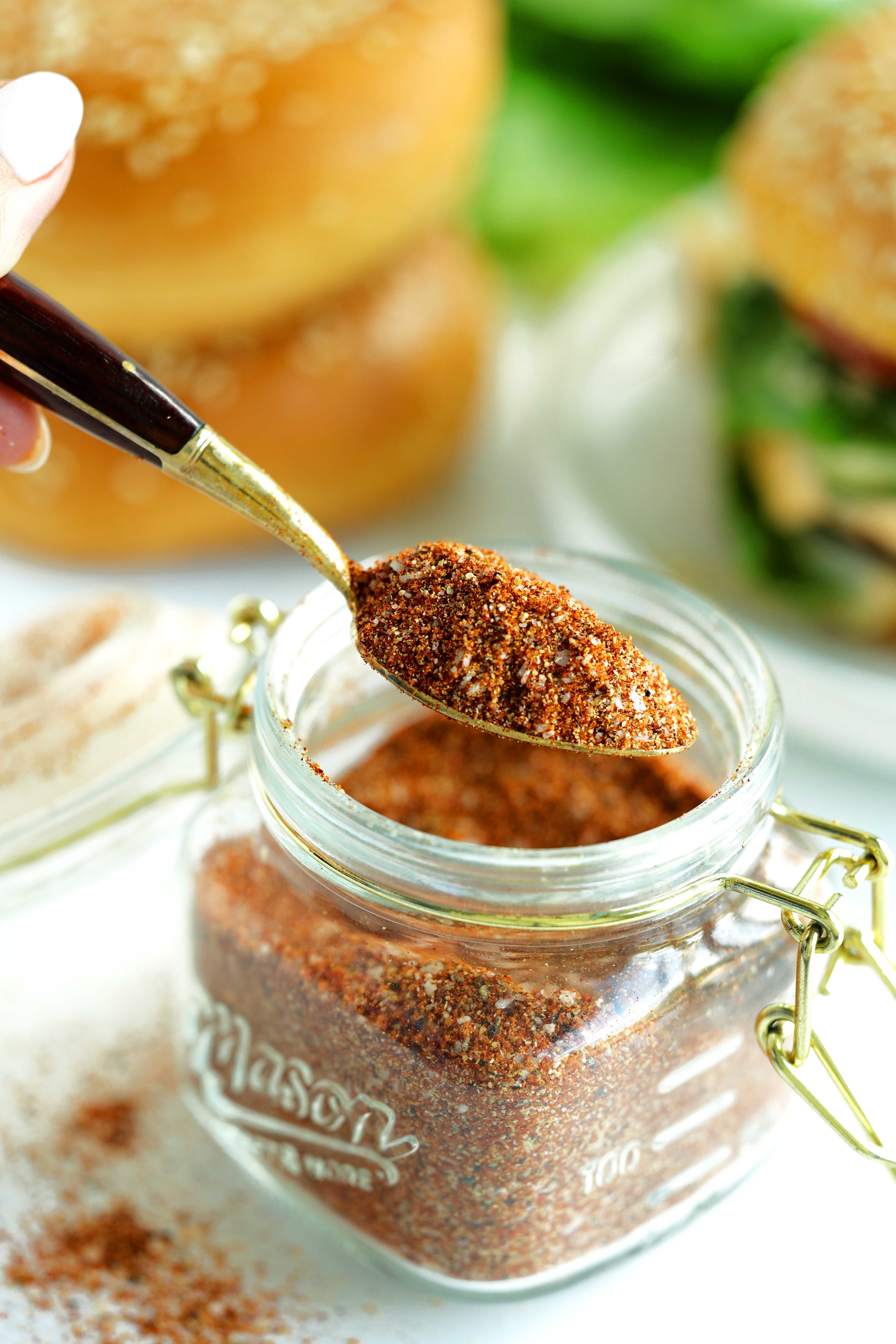 Hamburger seasoning in a jar