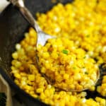 Fried corn in a cast-iron skillet