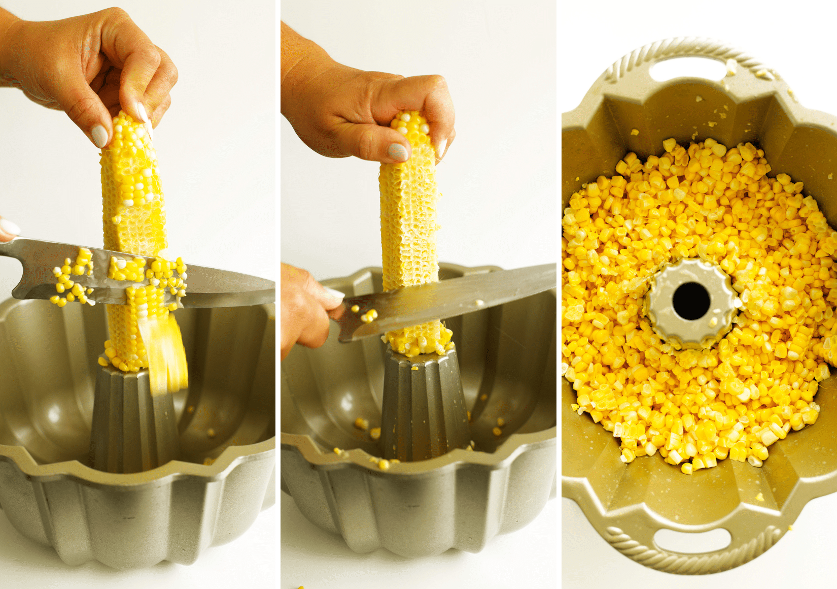 How to shuck corn using a bundt pan