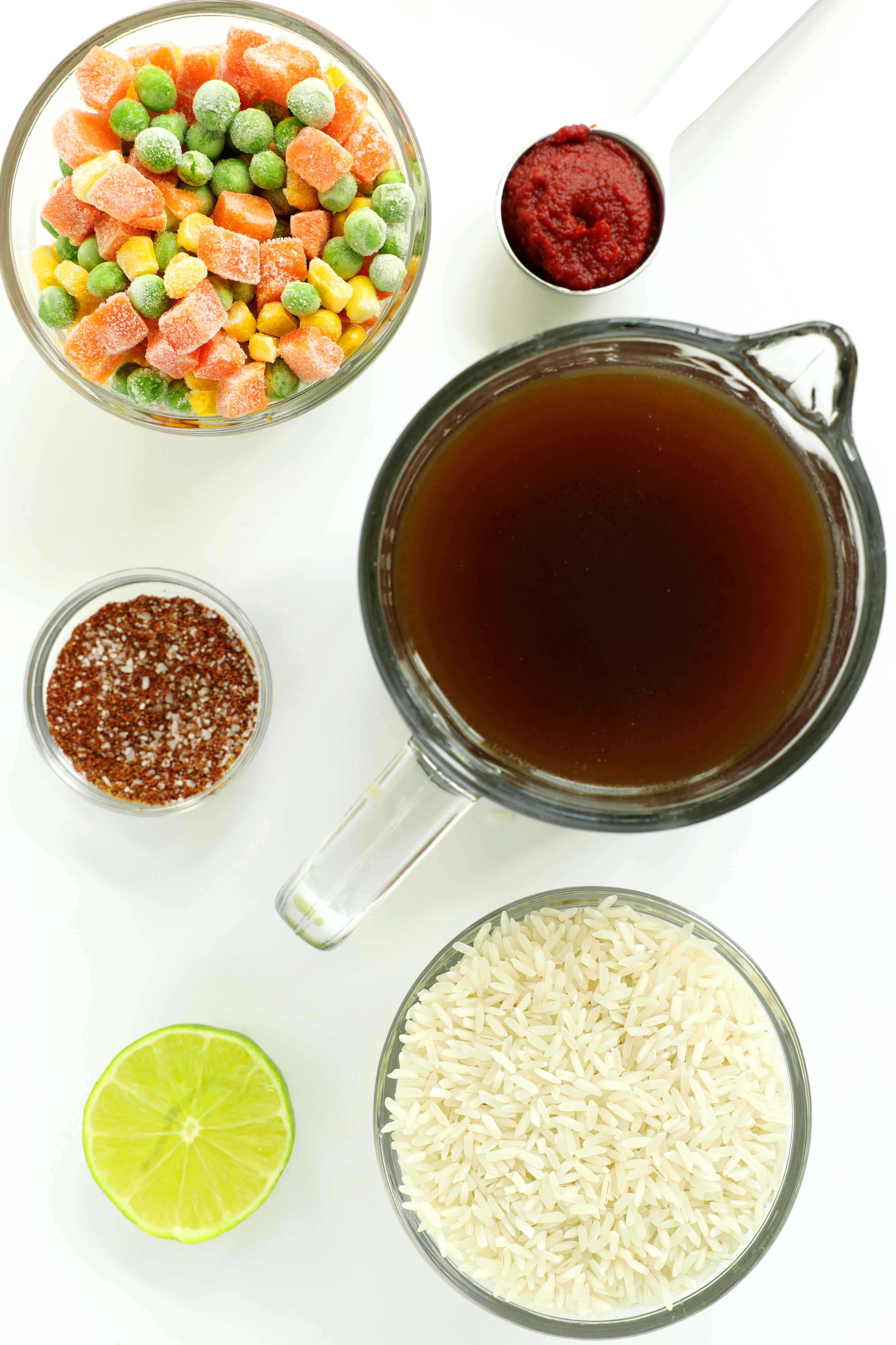 Ingredients for Mexican Rice in a Rice Cooker