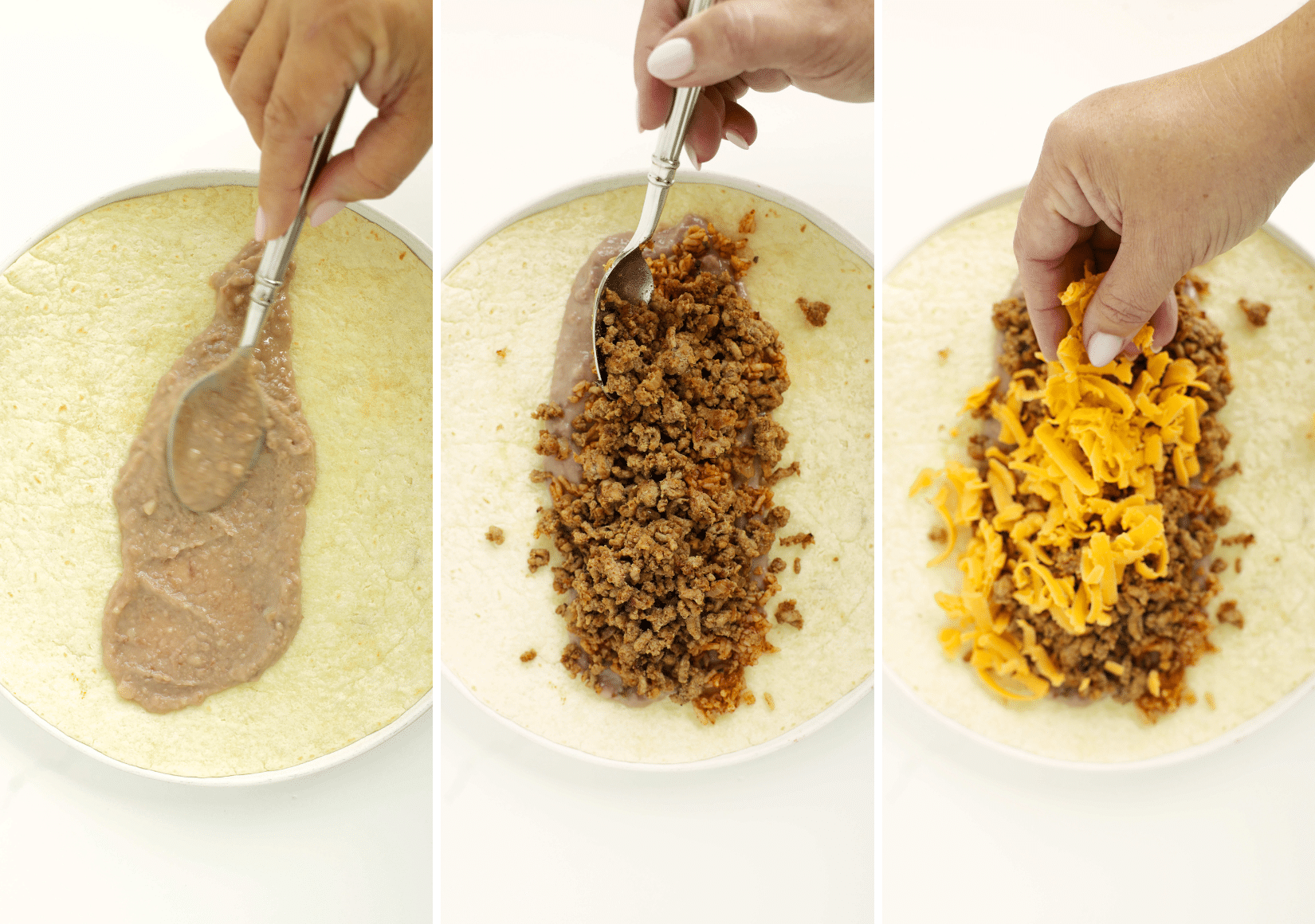 Steps to assemble Wet Burritos