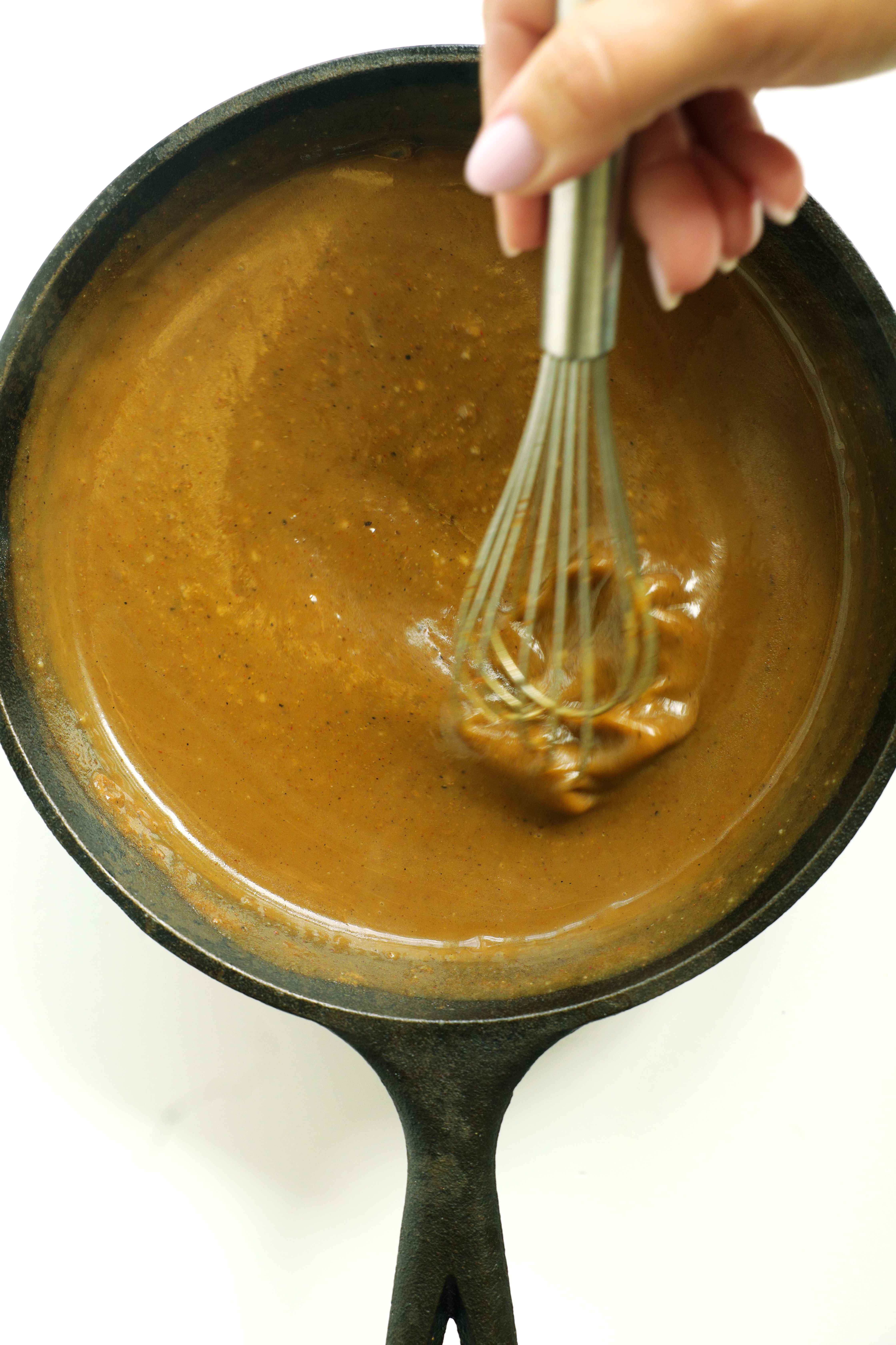 Whisking the ingredients together for the Wet Burrito gravy