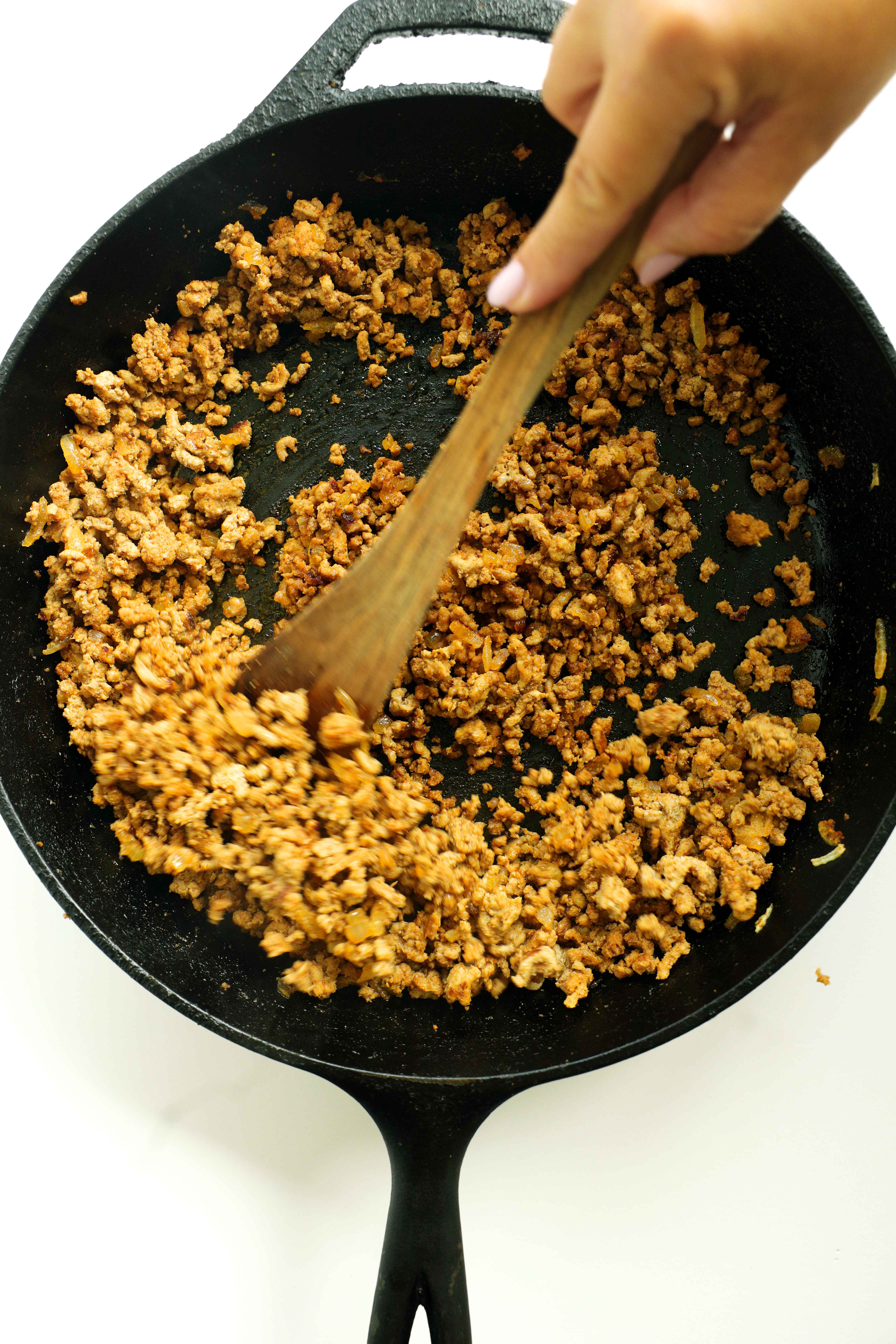 Browning the ground meat for Wet Burrito