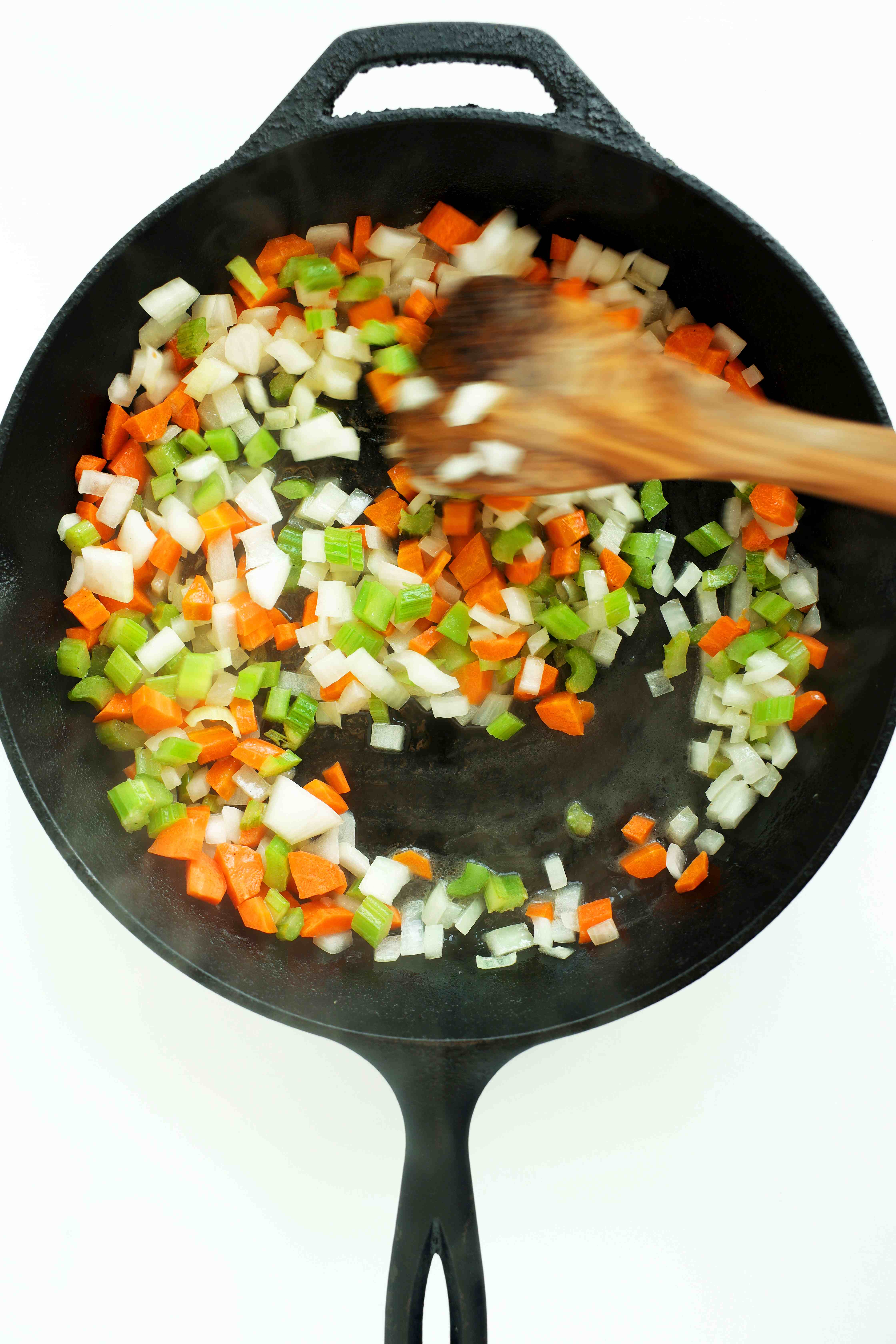Sautéing veggies for Puff Pastry Chicken pot Pie