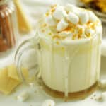 White Hot Chocolate with marshmallows in a mug